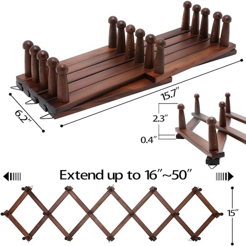 Hat Rack for Wall, Expandable Coat Rack with 16 Ho...